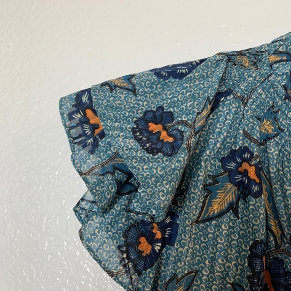 Ulla Johnson Annie Top Womens 2 Cornflower Blue Floral Cotton Blend Blouse Boho - Picture 8 of 15